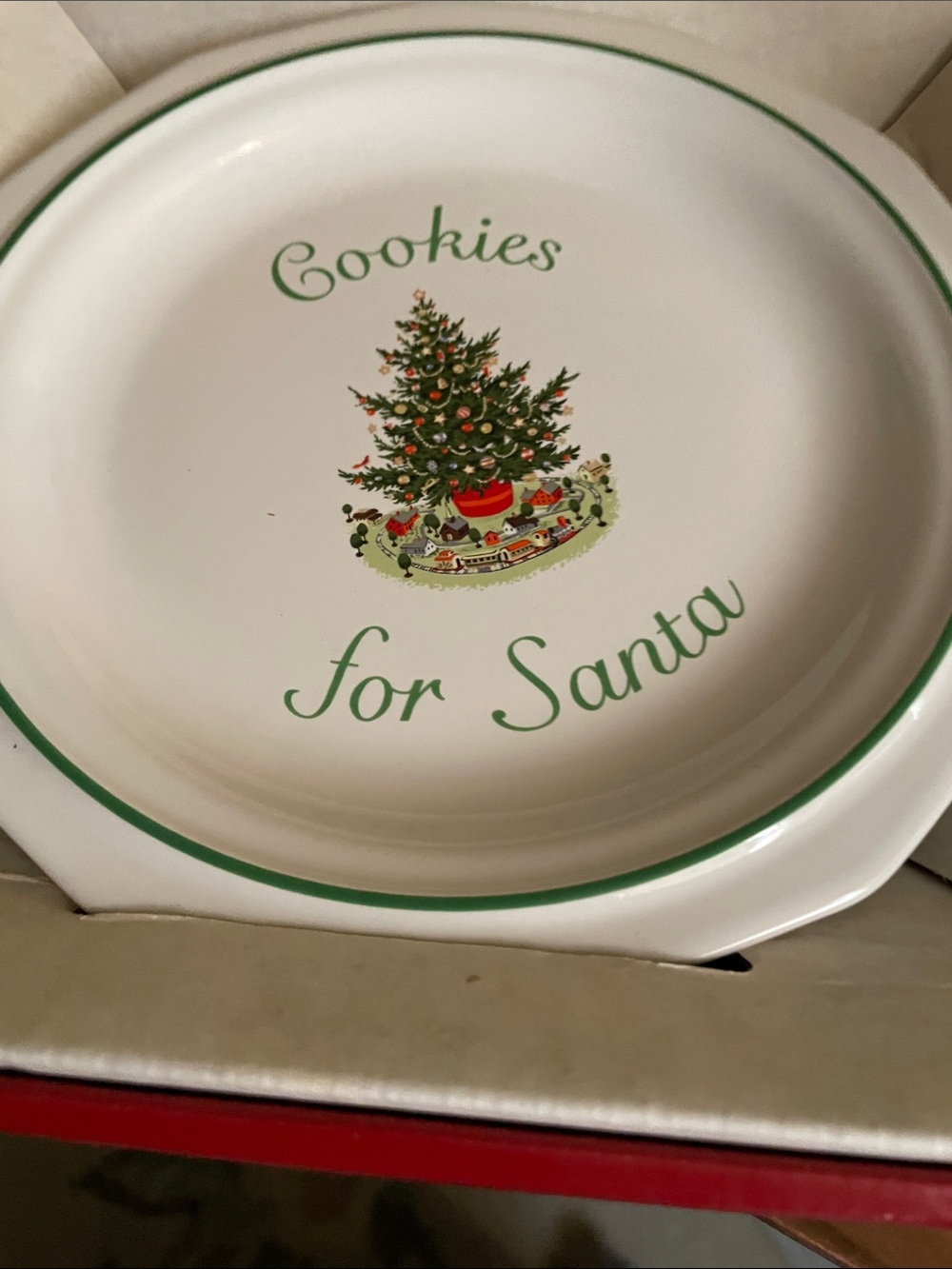 Pfaltzgraff White Ceramic 'Cookies for Santa' Plate with Green Trim